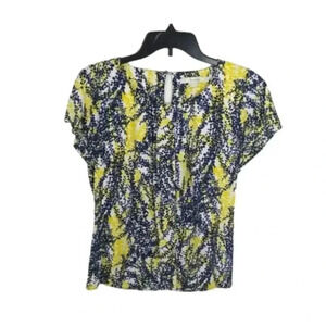 {Boden} Abstract Print Viscose Silk Mix Blouse.